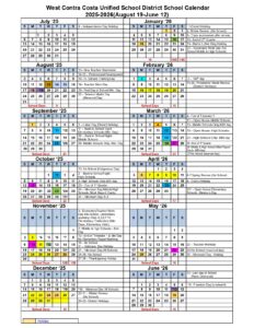 WestContra Costa Unified School District School Calendar