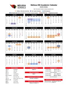 melissa isd schools calendar 25-26