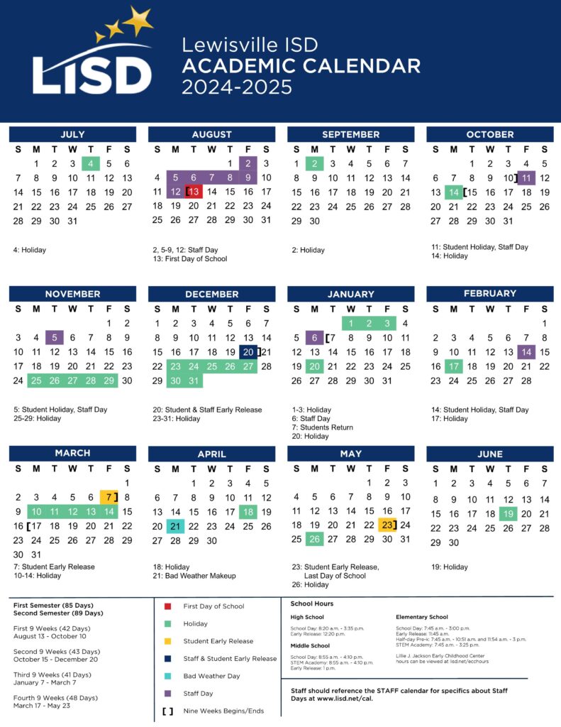 Lewisville ISD School Calendar 24-25