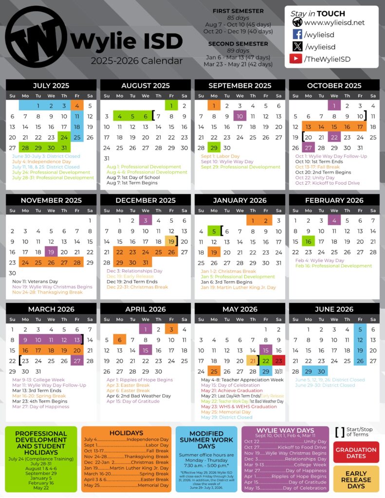 wylie isd school calendar 25-26