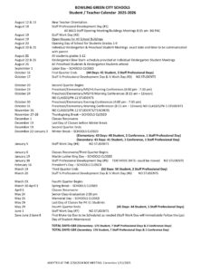 bowling green schools calendar