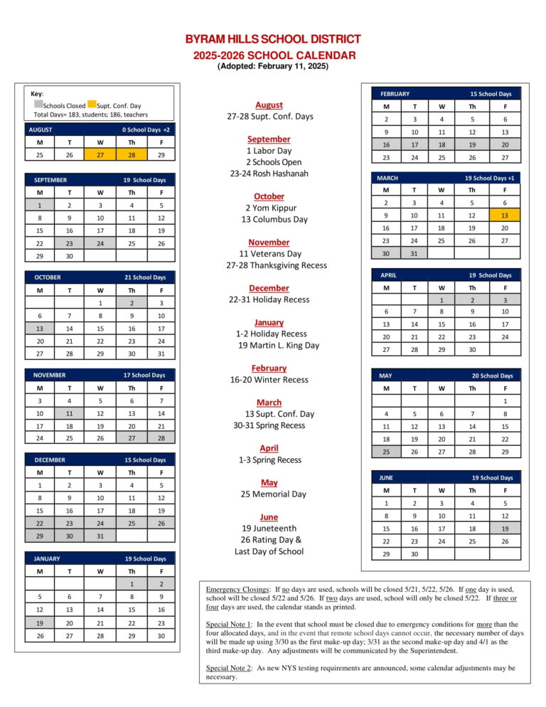 Byram Hills Calendar byram hills Csd calendar 25-26 Revised [pdf]
