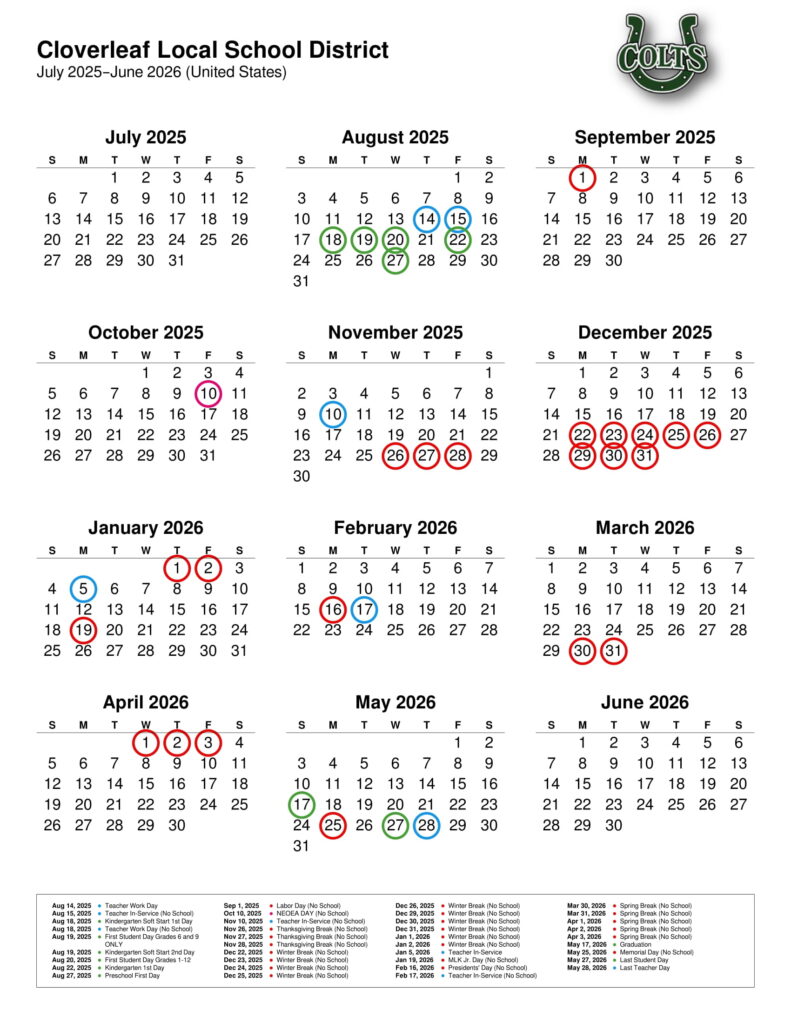 Cloverleaf Local School District Calendar