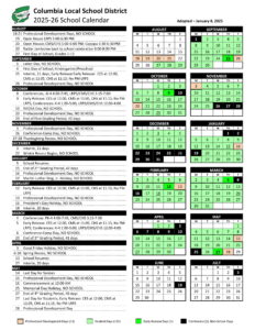Columbia Local School District calendar 25-26