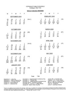 Copiage School Calendar