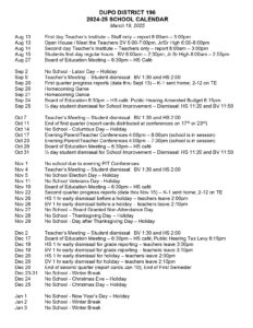 Dupo district 196 calendar