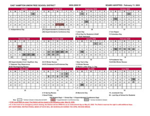 East Hampton UFSD Calendar