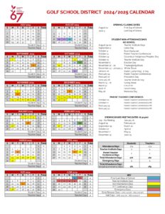 Golf School District 67 calendar