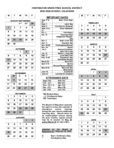 HUNTINGTON UFSD CALENDAR
