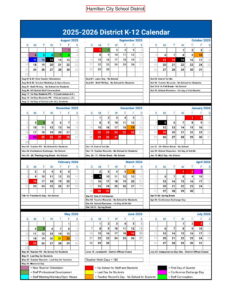 Hamilton City School District calendar 25-26