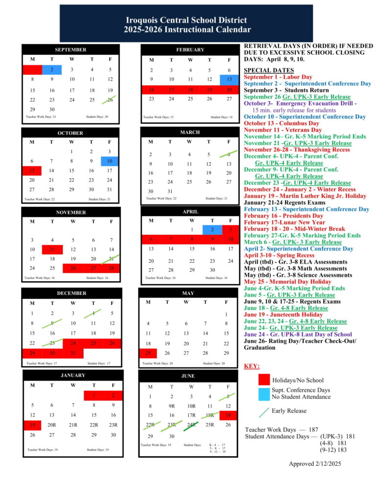 Iroquois School District Calendar