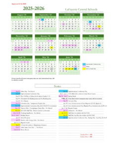 LAFAYETTE LAFSD District School Calendar