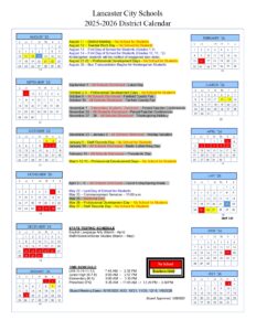LANCASTER CITY SCHOOL CALENDAR