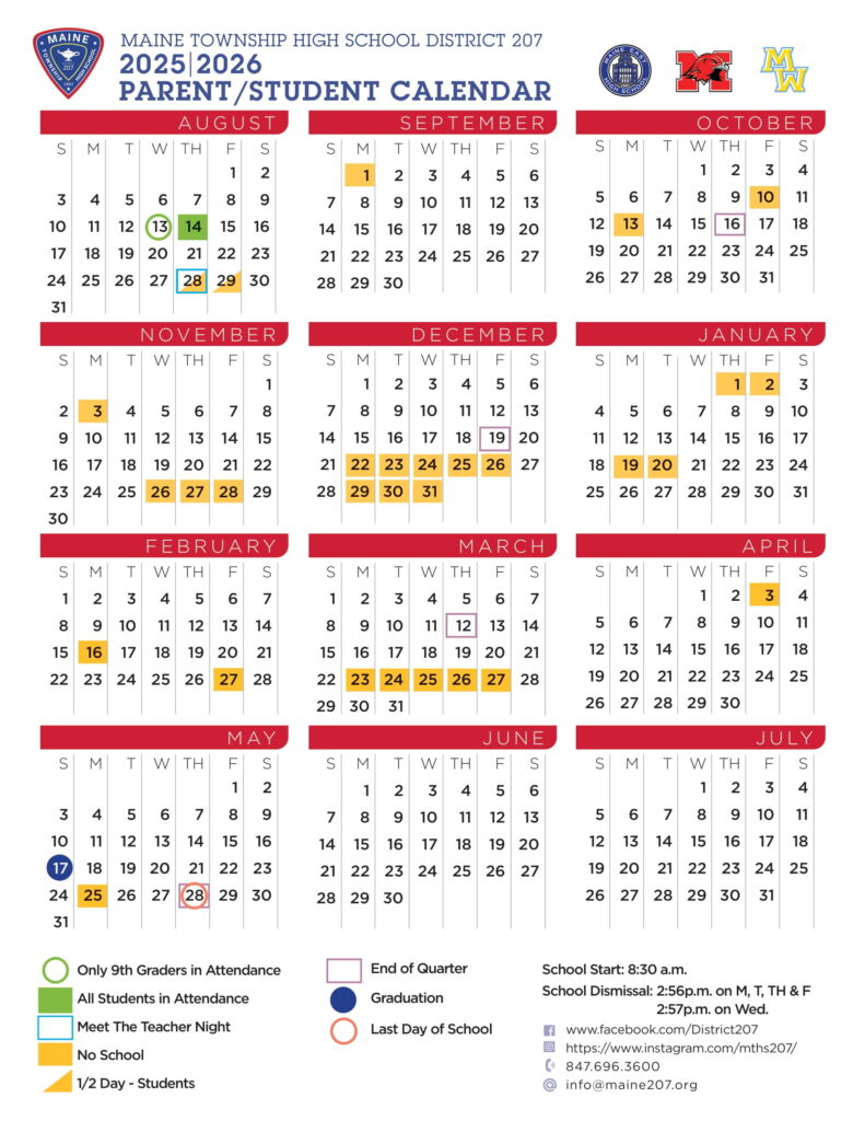 Maine south north west D207 calendar