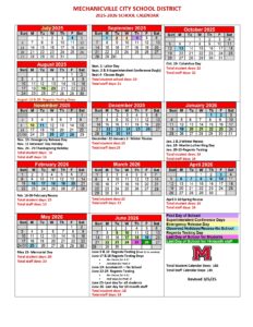 Mechanicville CSD Calendar