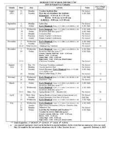Morton Unit School District 709 calendar