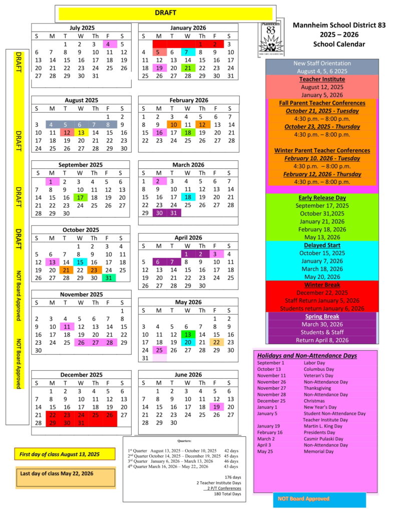 Mannheim School District 83 calendar