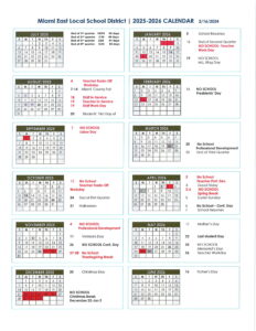 Miami East Local School District calendar 25-26
