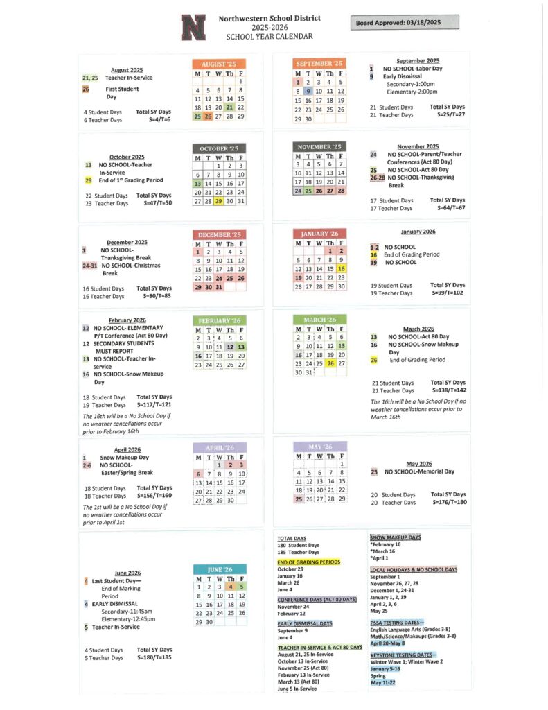 Northwestern School District 25-26