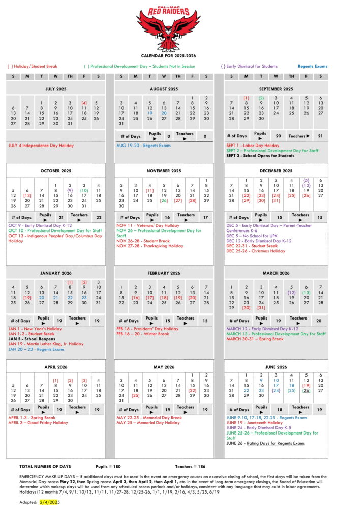 Palmyra-Macedon pal mac CSD calendar