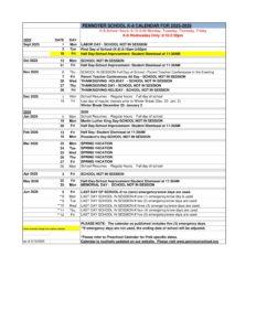 Pennoyer school district 79 K8 calendar