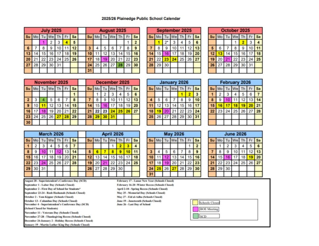 PLAINEDGE PUBLIC SCHOOLS CALENDAR