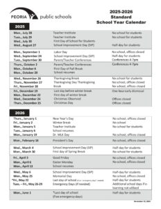Peoria Public Schools Calendar