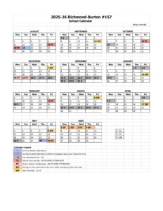 Richmond Burton District 157 calendar