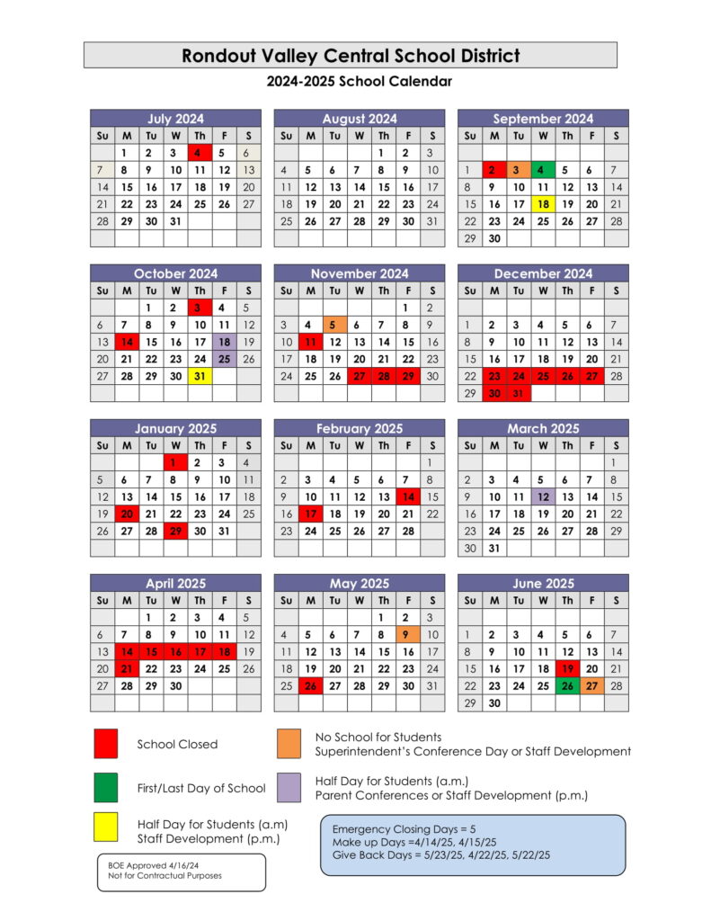 rondout valley csd calendar
