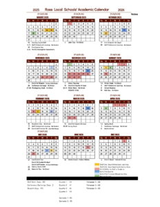 Ross Local Schools calendar