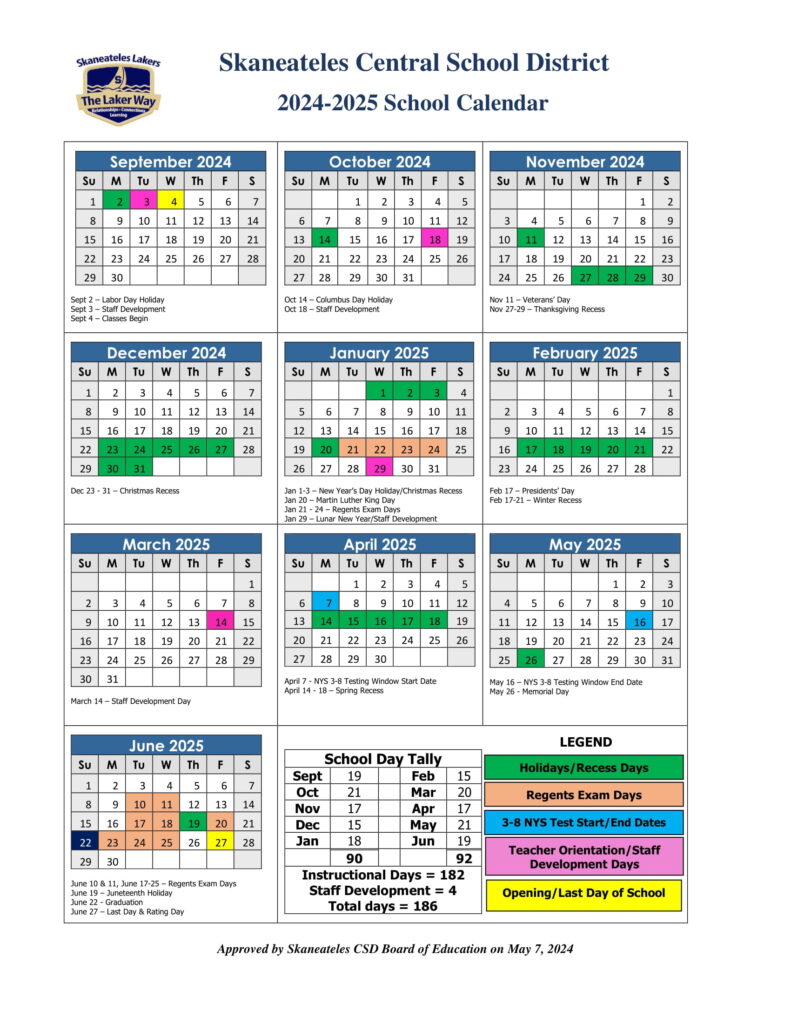 Skaneateles CSD Calendar