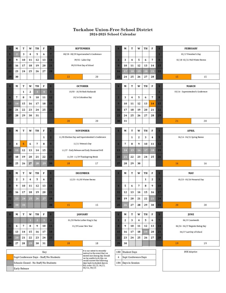 Tuckahoe Union-Free School District Calendar revised