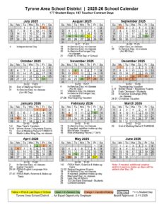 Tyrone Area School District calendar