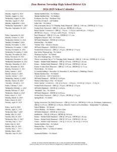 Zion-Benton 126 Calendar