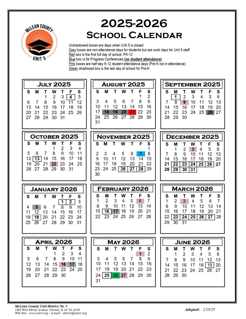 mclean county calendar district 5