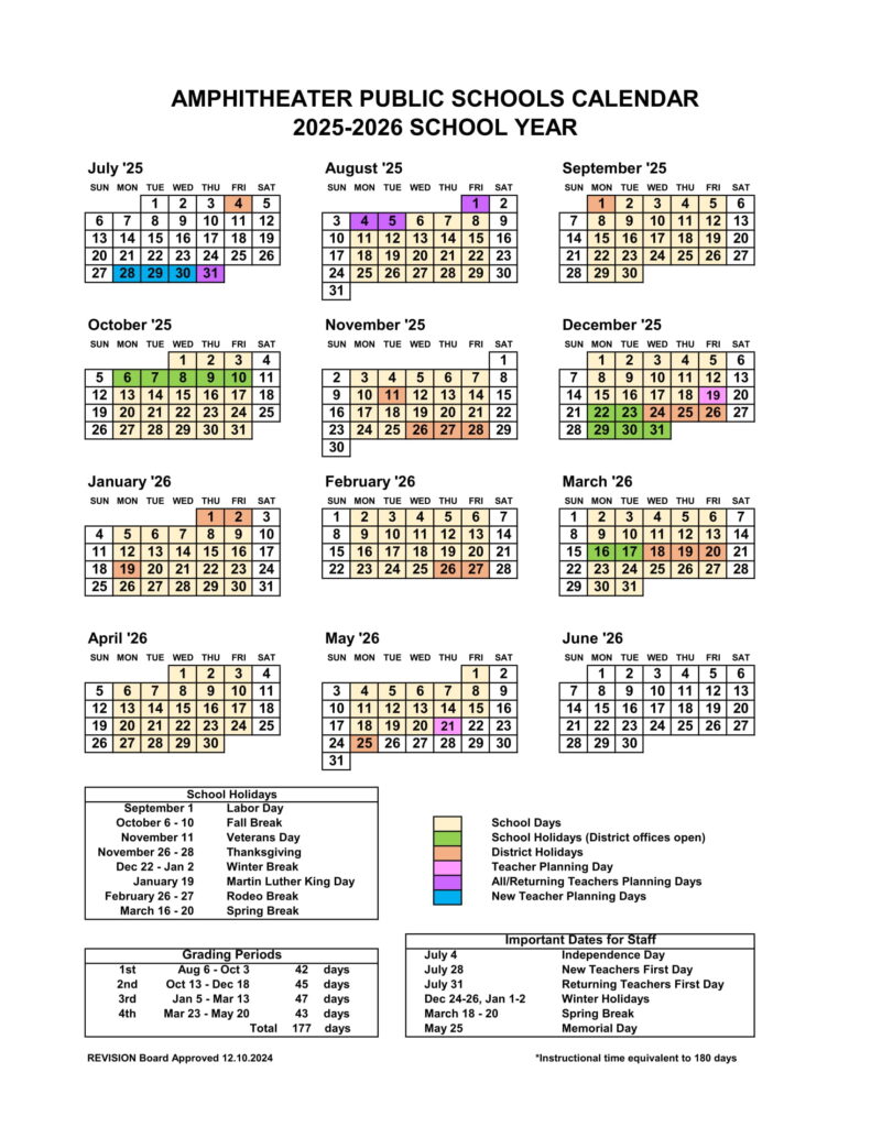 amphitheater public schools calendar