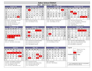 ADNA SCHOOL DISTRICT CALENDAR