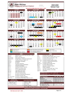 Ayer Shirley Regional School District CALENDAR