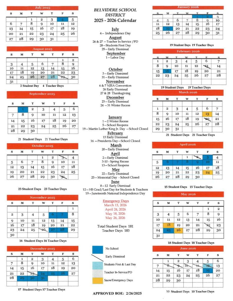 Belvidere School District CALENDAR