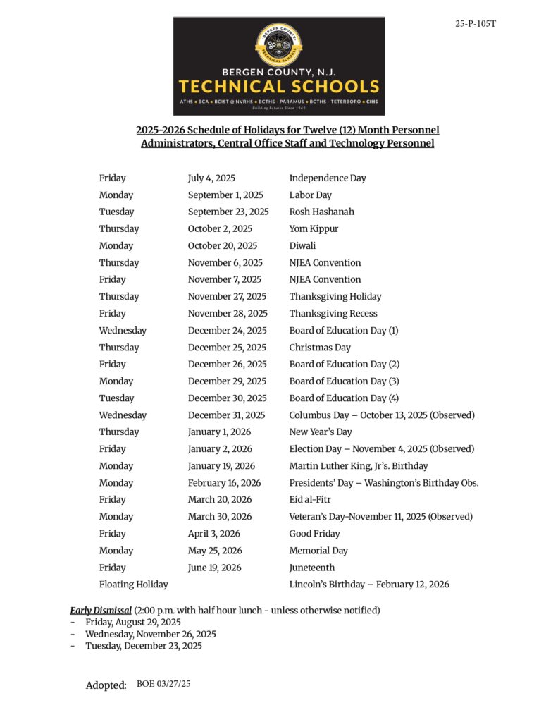 BERGEN COUNTY TECHNICAL SCHOOLS