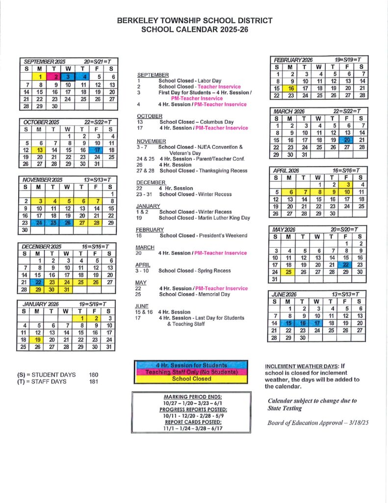 BERKELEY TOWNSHIP SCHOOL DISTRICT