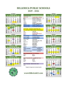 BILLERICA PUBLIC SCHOOLS calendar