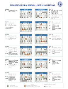 bloomfield public schools calendar