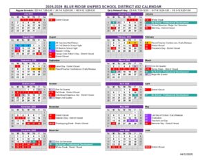 blue ridge unified school calendar