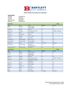 Bartlett City Schools calendar