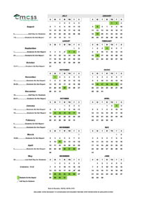 CMCSS school calendar
