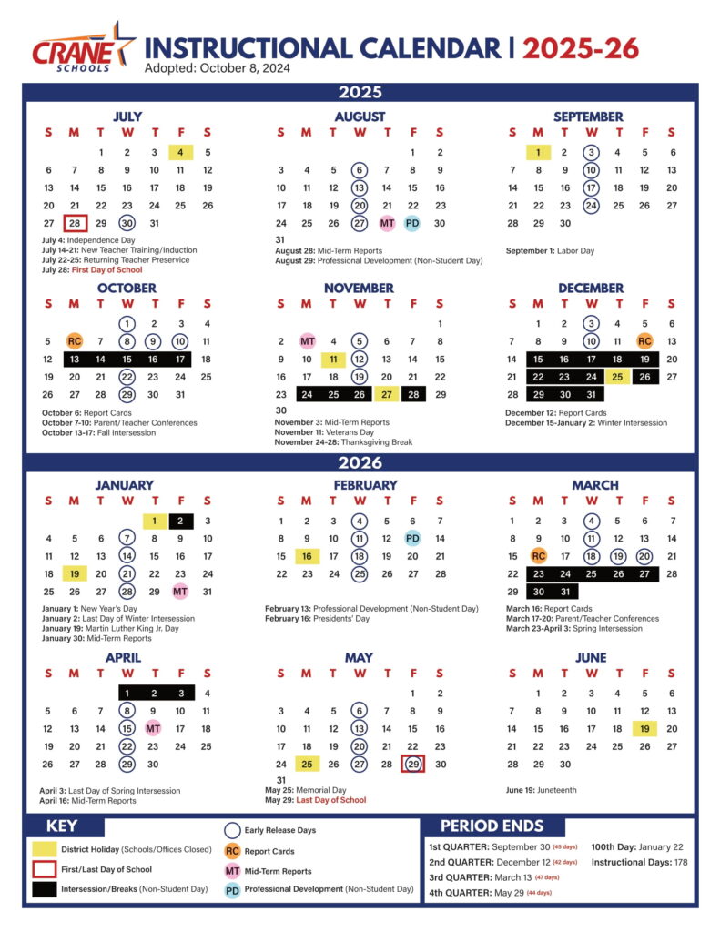 crane schools calendar