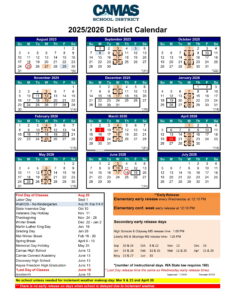 Camas School District calendar