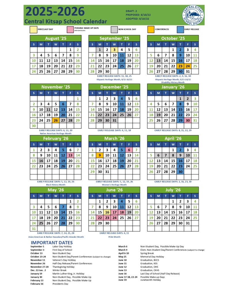 Central Kitsap School District calendar