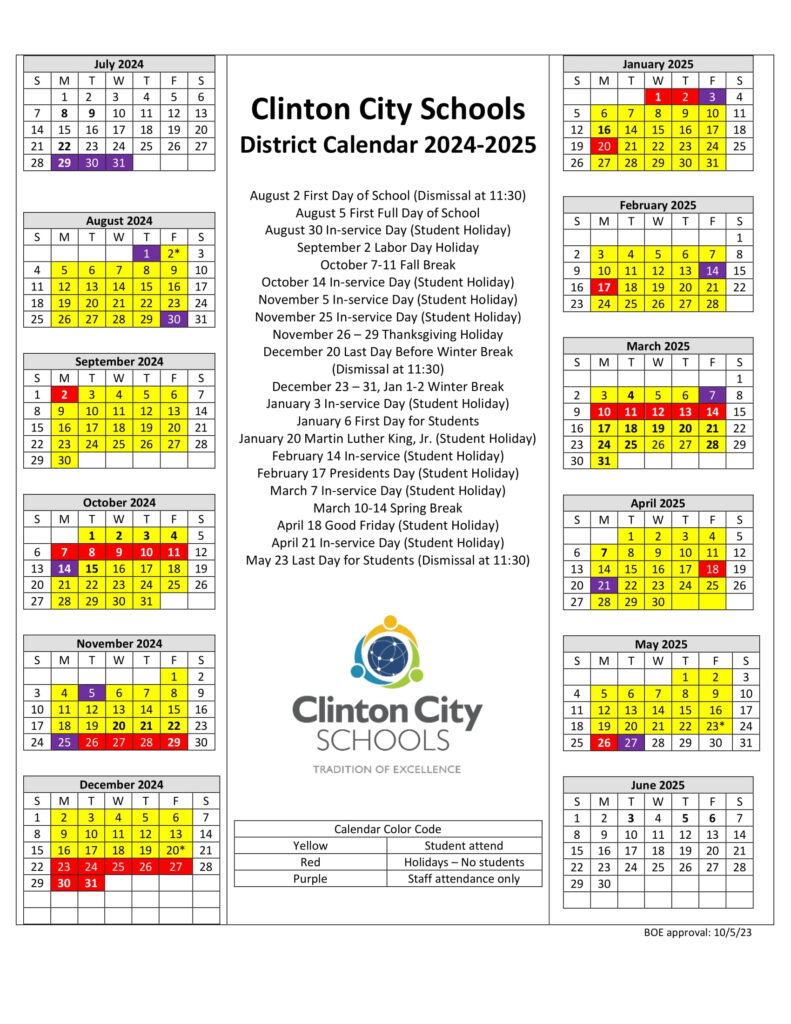 Clinton City Schools calendar